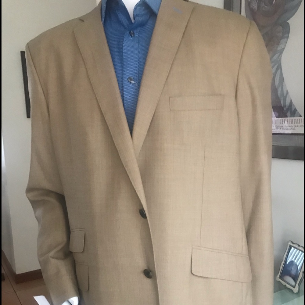 New 2pc Holland & Sherry Tan Custom Made Suit